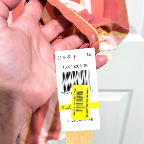 NWT Gianni Bini Long Sleeve Dress Flowey Pastel Striped Coral Peach Pink… - Picture 8 of 8